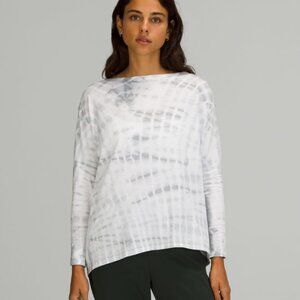 Lululemon Back In Action Long Sleeve Shirt Shibori Square White Starlight
